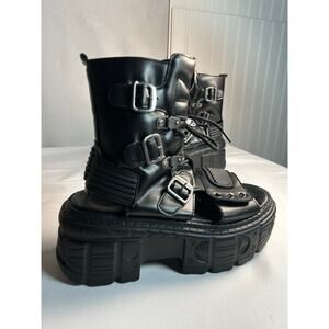 Ankle boots, Boots  Black VEGAN Leather Unisex Platform Sandal Goth emo Sz 37